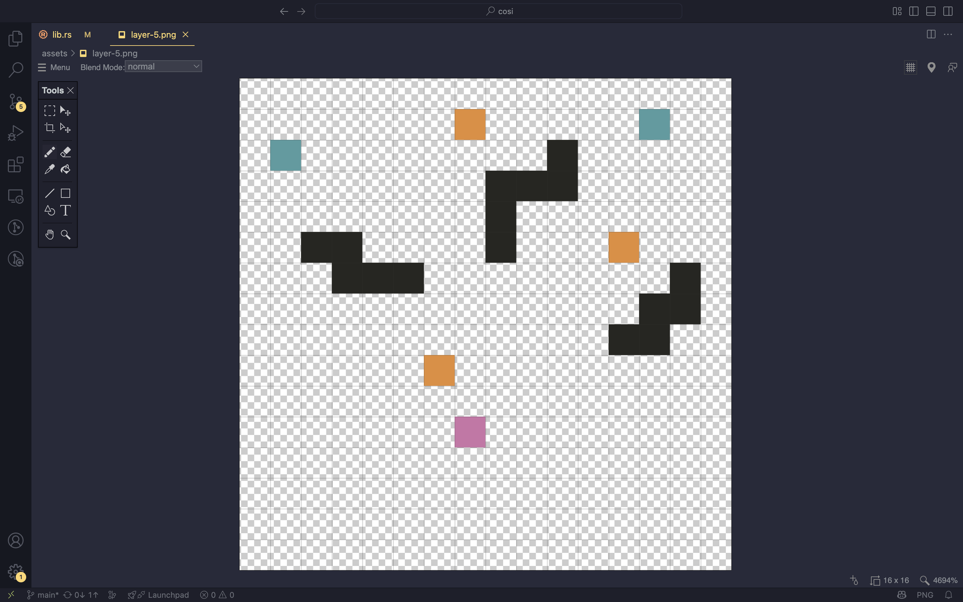 Picture of a 16x16 image describing a single Layered level